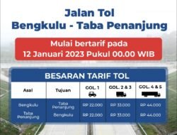 Minggu Depan Lewat Tol Bengkulu – Taba Penanjung Berbayar