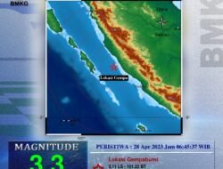Barusan Gempa 3,3 Landa Bengkulu, 60 KM Tenggara Mukomuko