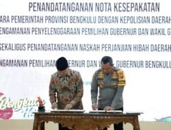 Penandatanganan NPHD Hibah Anggaran Pengamanan Pilkada Gubernur dan Wakil Gubernur Bengkulu 2024