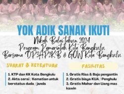 Terkendala Biaya? Mau Nikah Gratis? Buruan Daftar Program Nikah Balai Pemkot Bengkulu, Kuota 10 Pasang. Berikut Syaratnya