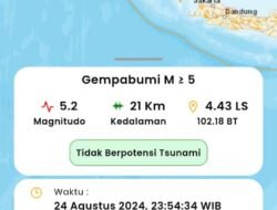 Gempa Tektonik M5,0 Guncang Pantai Barat Sumatera, Bengkulu: Tidak Berpotensi Tsunami