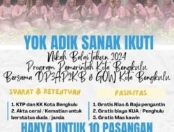 Hari Ini Penutupan! Ayo Segera Daftar Program Nikah Balai Pemkot Bengkulu, Gratis Rias Hingga Mas Kawin