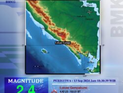 Gempa Magnitudo 2,4 Guncang Wilayah Kaur, Bengkulu