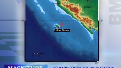 Gempa Magnitudo 3,1 Guncang Timur Laut Enggano, Bengkulu