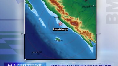 Gempa Bumi Magnitudo 3,2 Guncang Seluma, Bengkulu