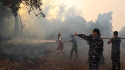Gercep Lanal Bengkulu Sukses Padamkan Kebakaran Lahan di Muara Dua