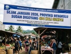 Sejak Januari 2026, Bengkulu Sudah 404 Kali digoyang Gempa, Tadi Malam Gempa 4.8 Magnitudo