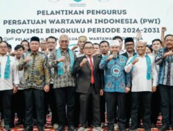 Sukses, Ketum, Gubernur, Wagub, Bupati dan Walikota Hadiri Pelantikan Pengurus PWI Bengkulu, Gubernur Helmi Hasan Siapkan Pelatihan Khusus Jurnalis